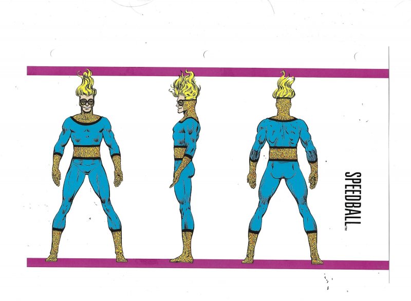 Official Handbook of the Marvel Universe Sheet- Speedball