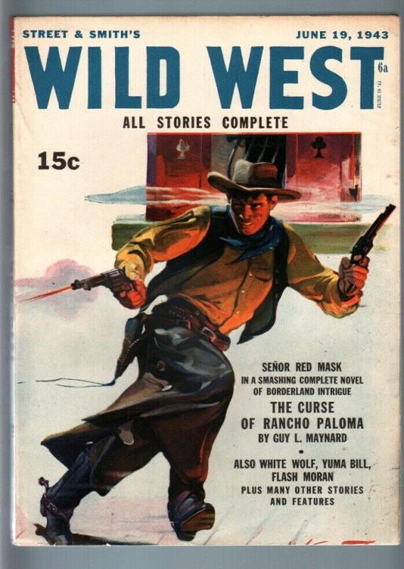 WILD WEST WEEKLY 6/19/1943-WESTERN PULP-SENOR RED MASK VF