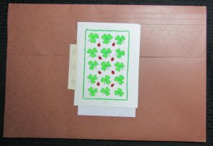 ST PATRICKS DAY Ladybugs with Clover 6x7.5 Greeting Card Art #SP7808