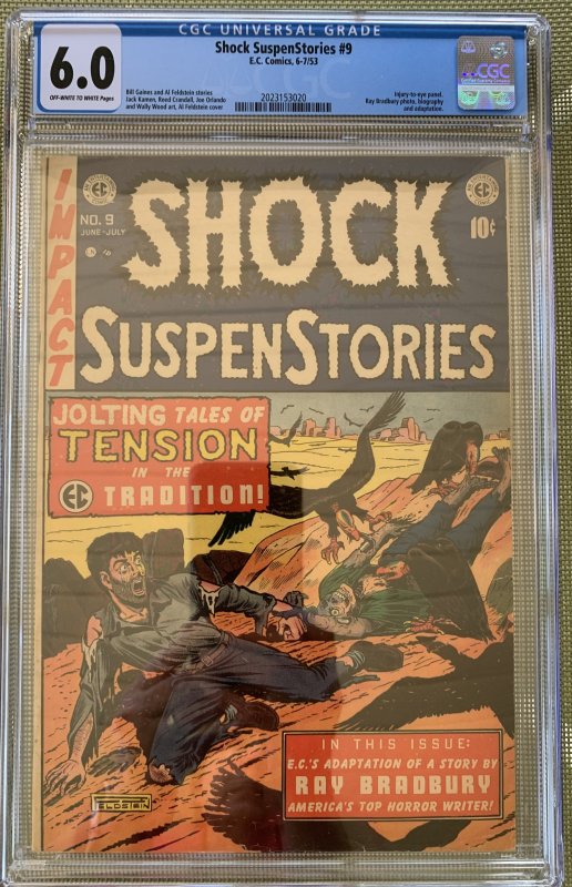 Shock SuspenStories #9 (1953) CGC 6.0 -- O/w to White pages; Eye injury panel