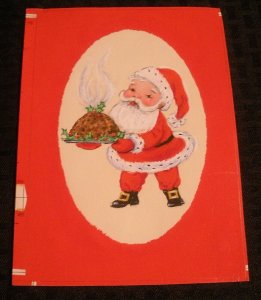 MERRY CHRISTMAS Santa Claus w/ Holiday Roast 5.5x7.5 Greeting Card Art #5-12