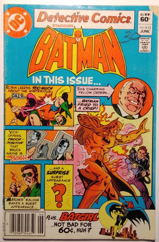 Detective Comics #515 Newsstand Edition (1982)