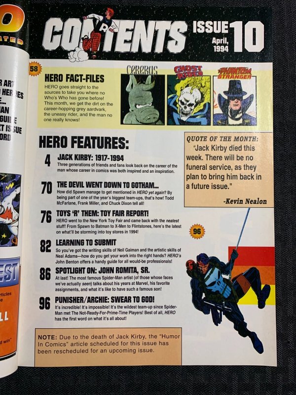 1994 HERO ILLUSTRATED Magazine #10 FN 6.0 Spawn Cover / Jack Kirby / John Romita