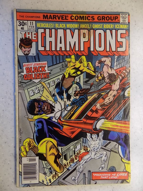 CHAMPIONS # 11 MARVEL BRONZE BLACK WIDOW GHOST RIDER HERCULES ICEMAN GD/VG