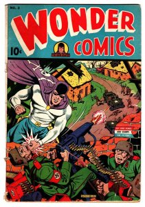 Wonder Comics #3 1944-Nedor-WWII Nazi punching cover-Alex Schomburg