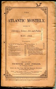 Atlantic Monthly 5/1868-pulp format-unique-rare-145 years old-VG