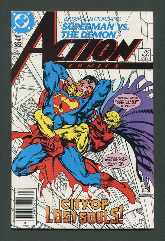 Action Comics (Superman) #587 / 9.4 NM  Newsstand  April 1987