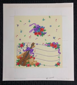 MUSIC SPEAKS WHAT WORDS CANNOT Violin w/ Flowers 10x11 Greeting Card Art #0005