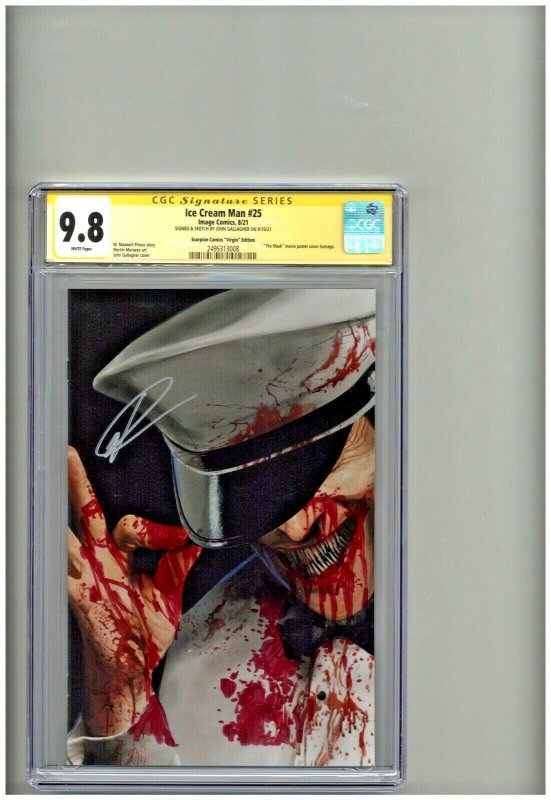 Ice Cream Man #25 John Gallagher Virgin Sketched/Signed Bloody Variant CGC 9.8