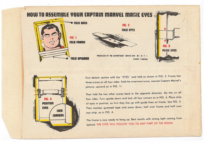 Captain Marvel’s Magic Eyes paper toy, unused, excellent condition