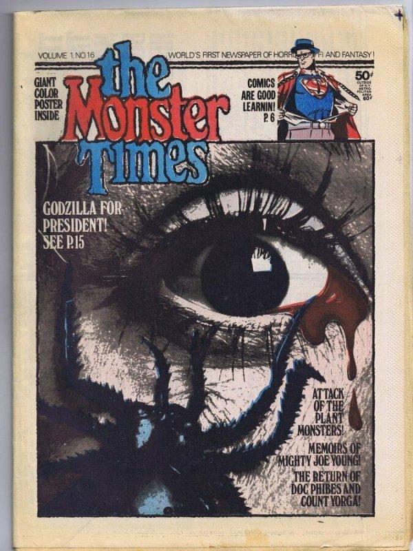 ORIGINAL Vintage 1972 The Monster Times Horror Newspaper Magazine #16 Superman