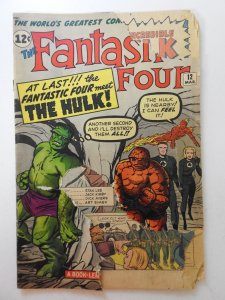 Fantastic Four #12 (1963) Low Grade Reader! Solid Complete Copy Poor Condition!