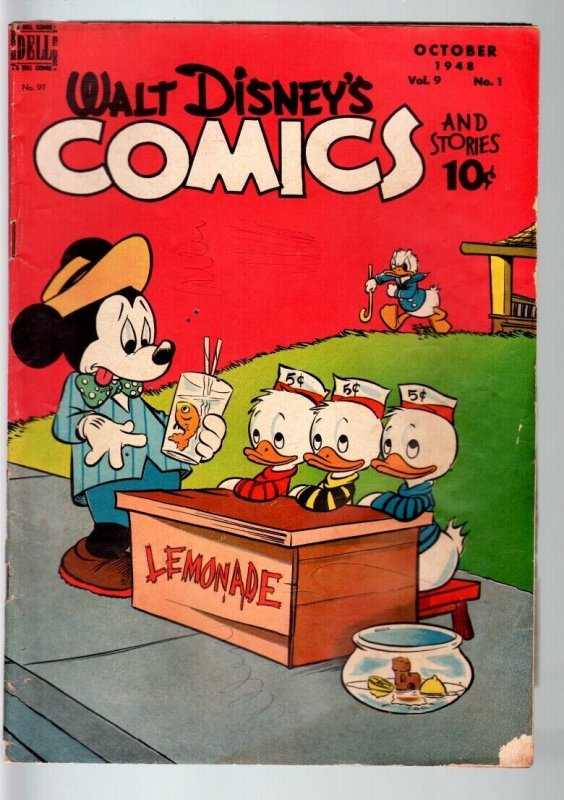 WALT DISNEY'S COMICS AND STORIES #97-1948-DONALD DUCK-MICKEY MOUSE-C BARKS-G G