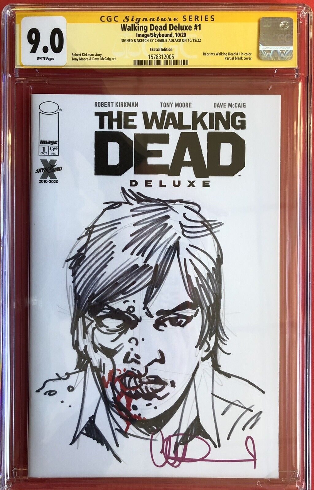 Walking Dead Deluxe #1 CGC 9.0 Blank w/Carl Half Zombie Sketch 