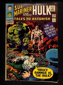 Tales To Astonish #77 VG- 3.5 Sub-Mariner and the Hulk!
