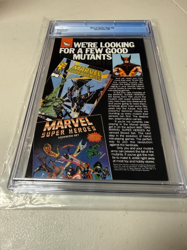 Web Of Spider-Man # 36 CGC Graded 9.6 Marvel Comic Book 1st Tombstone App. JH31