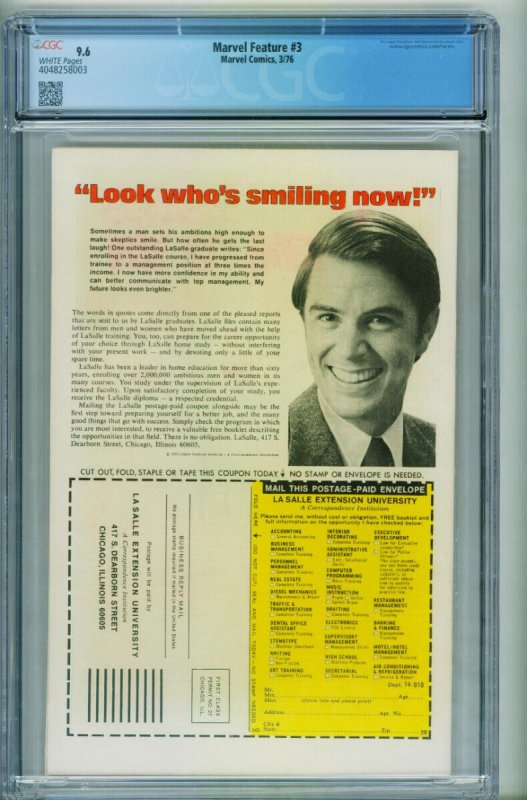 Marvel Feature #3  1976 - Marvel -CGC 9.6 - Comic Book-4048258003