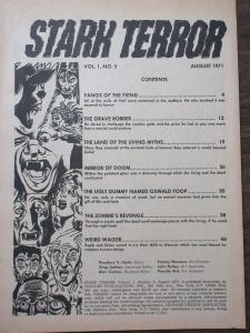 Stark Terror v1 #5 August 1971 VG Condition Horror B&W Magazine in EC-like Style 