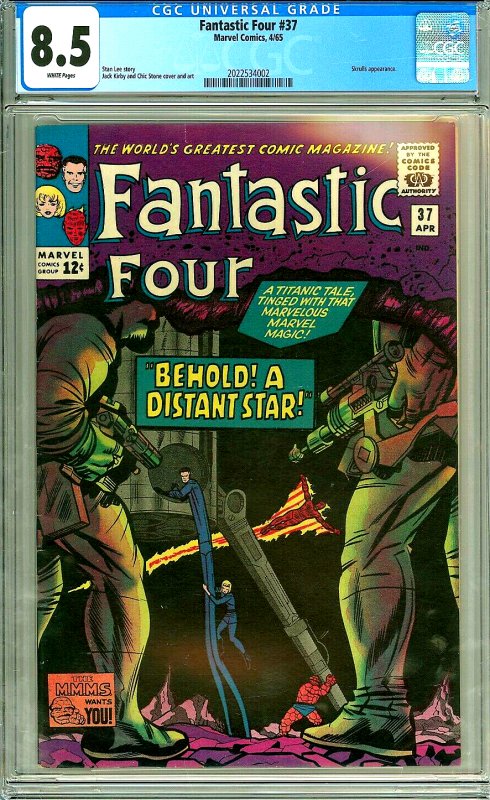 Fantastic Four 37 (CGC 8.5) White pages; Skrulls appearance; Kirby