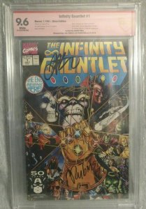 Infinity Gauntlet #1 CBCS 9.6 Jim Starlin George Perez Joe Rubinstein Sign 