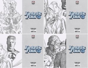 Fantastic Four # 24 Alex Ross 1:100 Timeless Sketch Variant set NM or Better