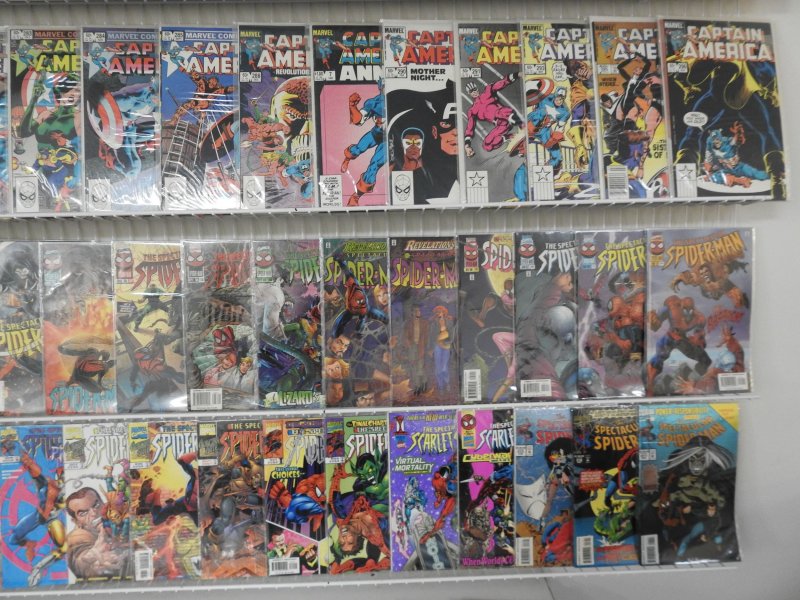 Huge Lot 130+ Comics W/ Captain America, Spiderwoman, Spider-Man+ Avg VF- Cond!!