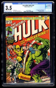 Incredible Hulk #181 CGC VG- 3.5 Off White to White 1st Appearance Wolverine!
