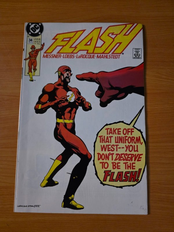 The Flash #34 Direct Market Edition ~ NEAR MINT NM ~ 1990 DC Comics
