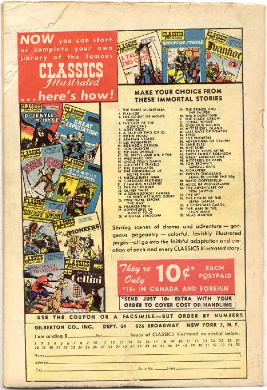 Classics Illustrated #54 (Dec-48) VG/FN Mid-Grade 