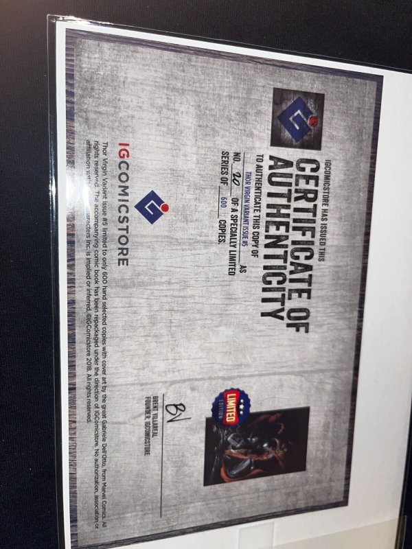 Thor 5 (2018), Gabrielle Dell'Otto IGG Ex, Virgin Variant Cover, NM- Condition