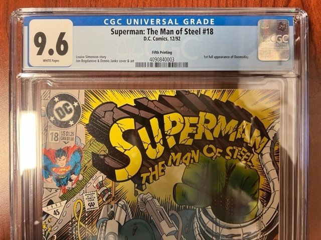 Superman: The Man of Steel #18  (1992) Fifth Printing Variant. 1st App. Doomsday