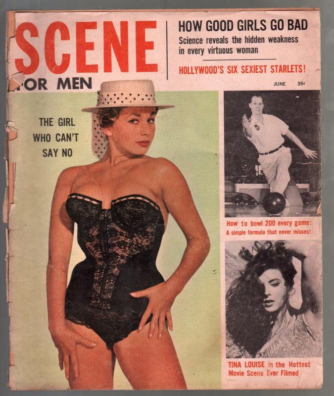 Scene For Men 6/1959-Brigitte Bauda-Tina Louise-Jack Palance-spicy pix-G