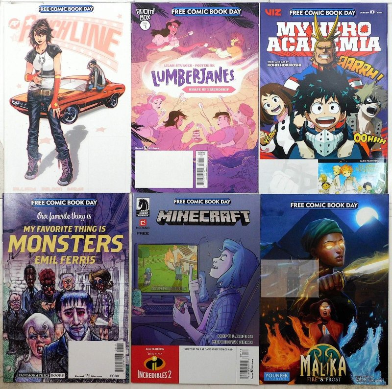 FCBD Mixed Lot 6 #Punchline Lumberjanes My Hero Monsters Minecraft Malika Comics