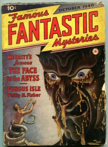 Famous Fantastic Mysteries Pulp October 1940- Face in the Abyss- Wild cover