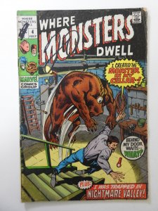 Where Monsters Dwell #4 (1970) VG Condition!