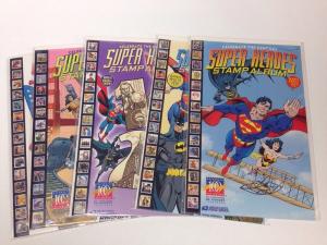 Superheroes Stamp Album 1-5 Near Mint NM Set Lot Run Dc Batman Superman