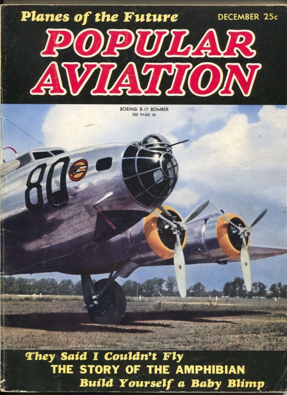 Popular Aviation 12/1938-photo cover of B-17 Bomber-future planes-VG