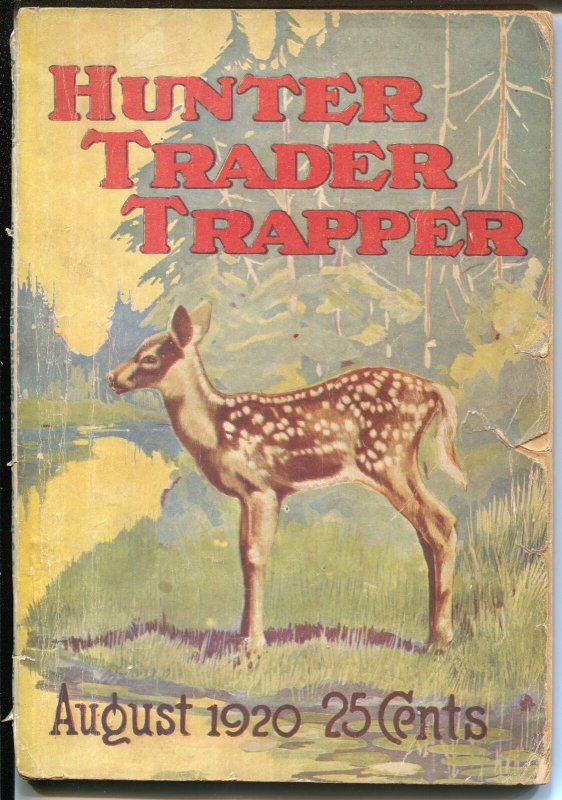 Hunter Trapper Trader 8/1920-pulp format outdoor mag-great ads=VG