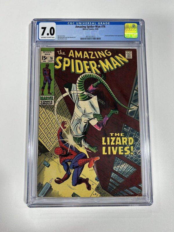 AMAZING SPIDER-MAN 76 CGC 7.0 OW/W PAGES MARVEL 1969