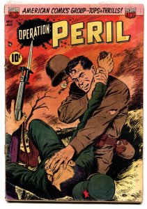 Operation Peril #11 1952-ACG-Brutal grenade struggle cover-Comic Book