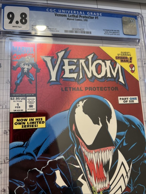 Venom Lethal Protector 1 CGC 9.8 White Pages Red Foil Cover 1st 1993 Solo Series