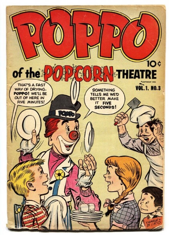 POPPO OF THE POPCORN THEATER #3 1955-ESOTERIC CLOWN COMIC VG