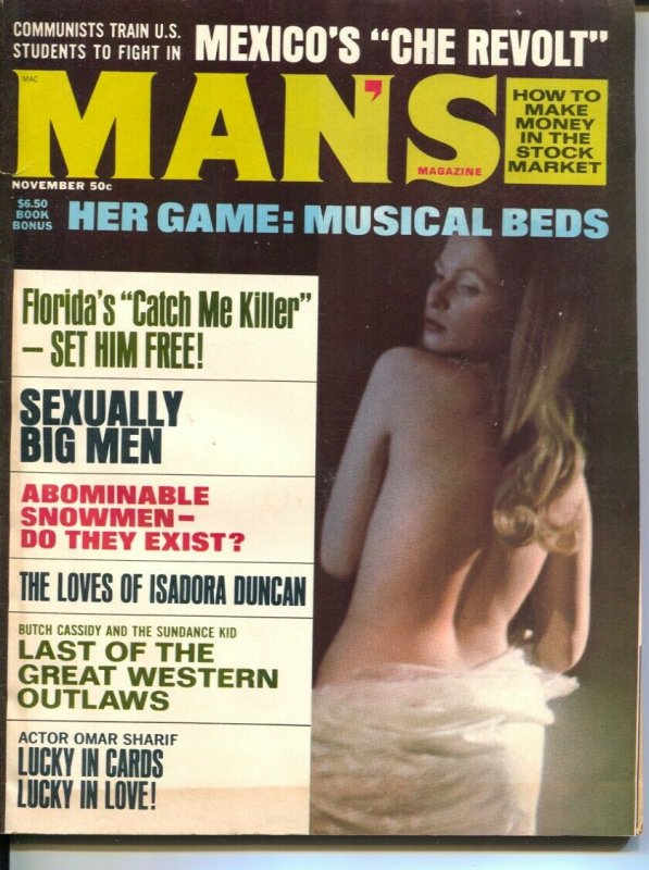 Man's Magazine 11/1969-Isadora Duncan-cheesecake-exploitation-Omar Sharif-VG