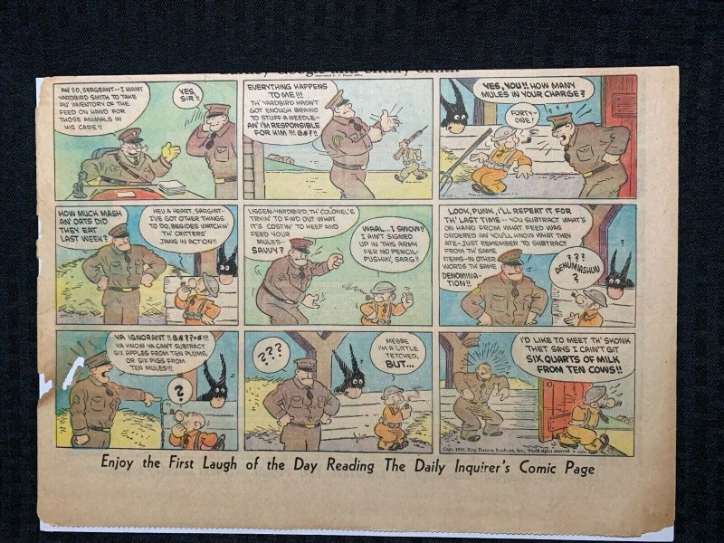 1942 Dec 13 PHILADELPHIA INQUIRER Comic Section 1pg GD 2.0 Barney Google