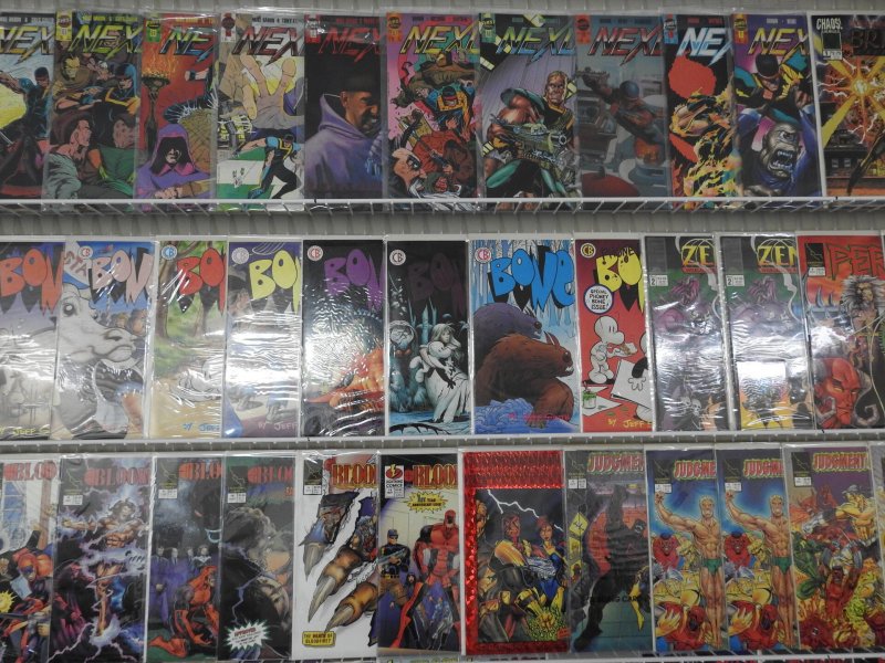 Huge Lot of 150+ Comics W/ Bone , Bloodfire, Scavengers. Avg. VF Con.