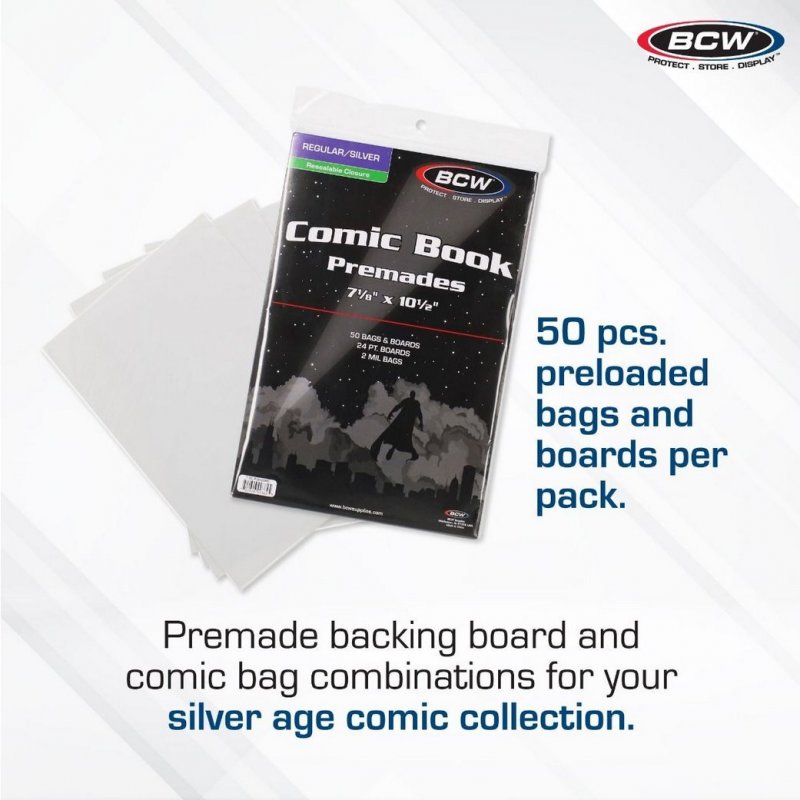 Premade Resealable Silver Comic Bag and Board Pack of 50