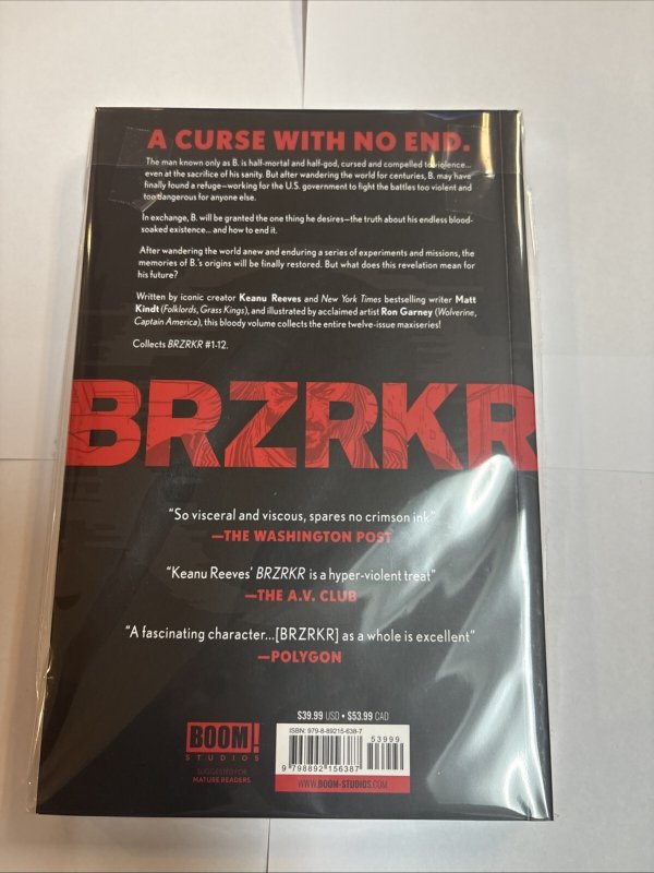 Keanu Reeves Matt Kindt BRZRKR Book One TPB (SC) • Boom Studio