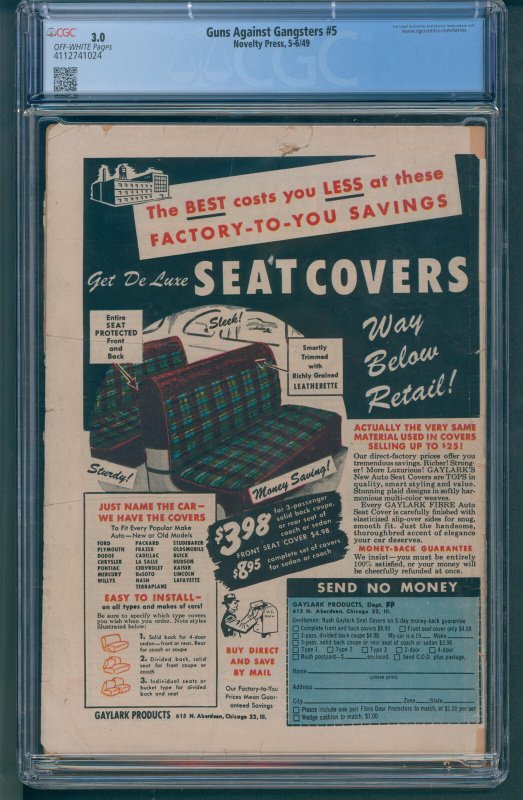 Guns Against Gangsters #5 CGC 3.0 Used in SOTI