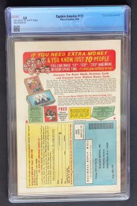 Captain America #117 Marvel 1969 CGC 5.0 Falcon Sam Wilson