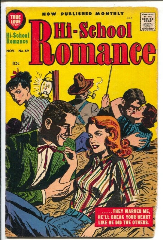 Hi-School Romance #69 1957- Harvey-hay ride cove-rspicy romance stories-Rare-VG-